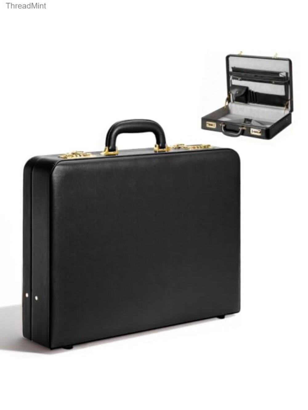 PU Leather Laptop Briefcase Anti-Theft Dual Lock 16 Inch Business Bag